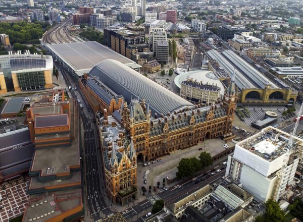 Aerial,View,Of,Iconic,Architecture,And,Landmark,Kings,Cross,And